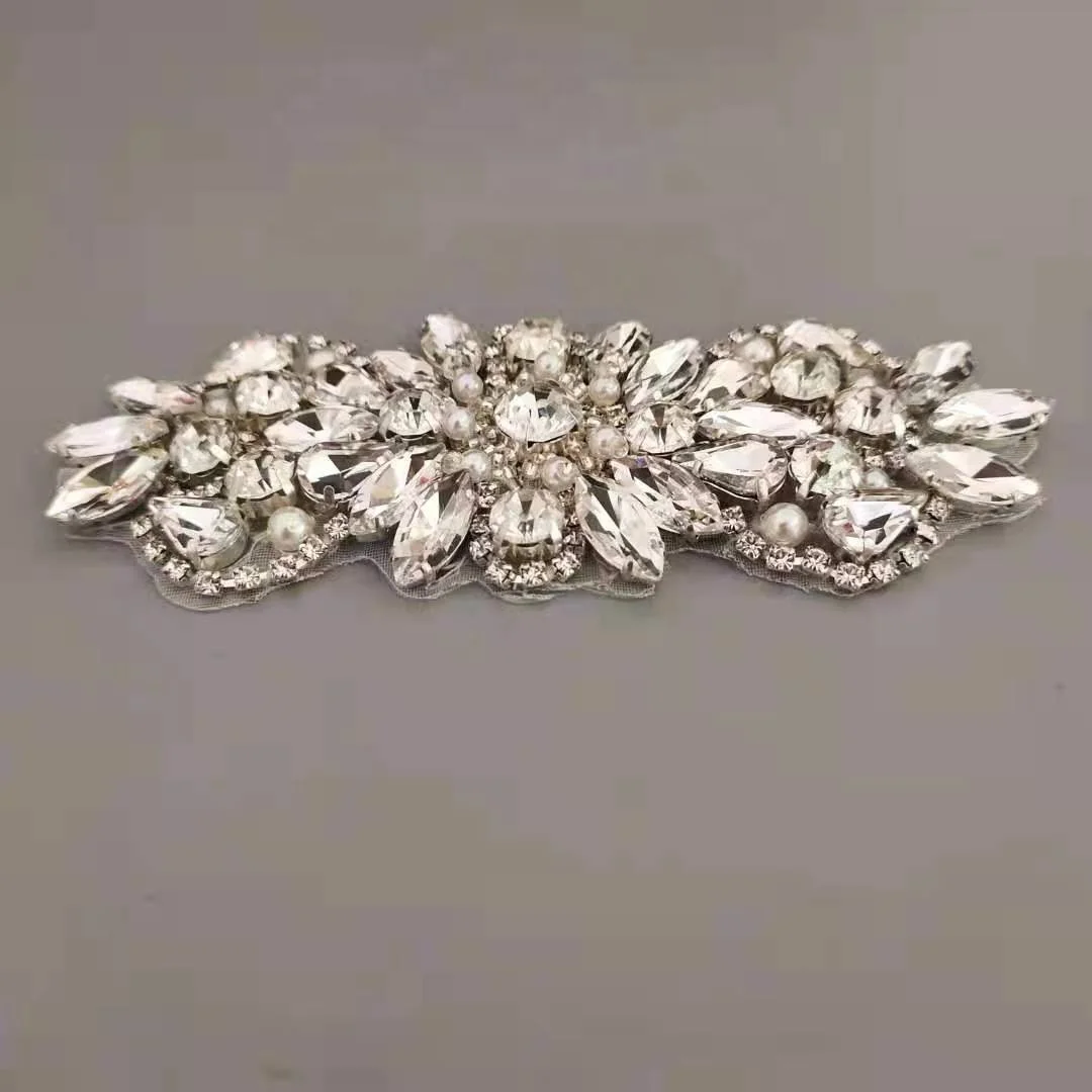 Wholesale Rhinestone Applique Crystal Patch Embroidery,Bridal Sash Crystal Wedding Appliques