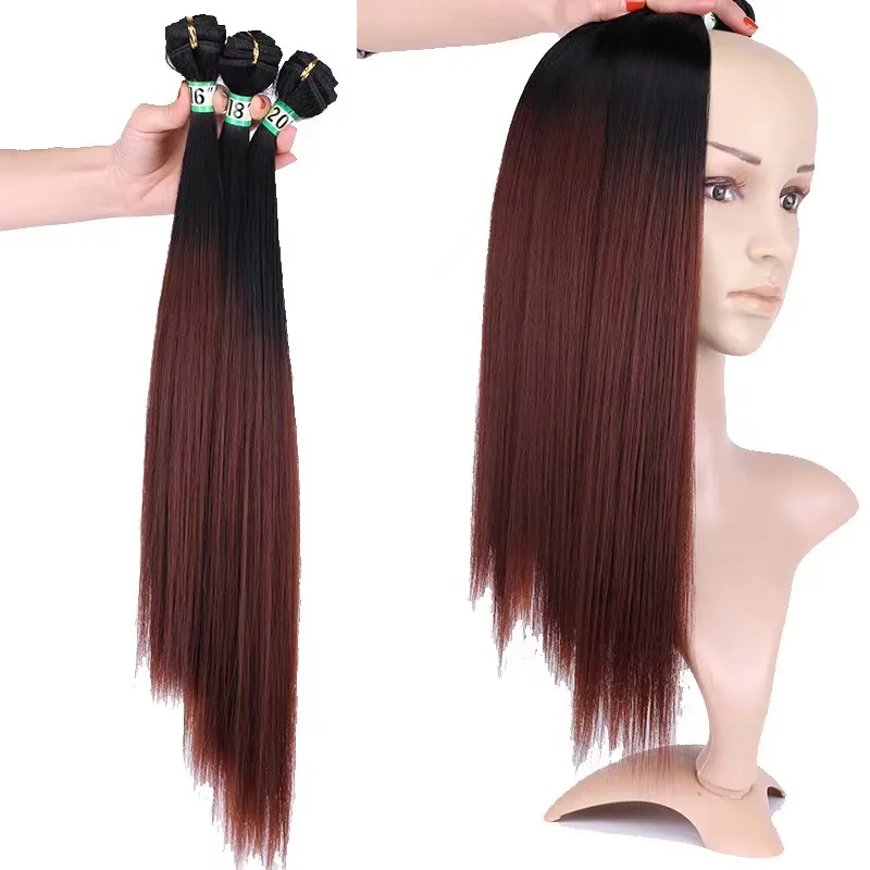 The cheapest  1 package 3 bundles bone straight organic synthetic hair bundles pack