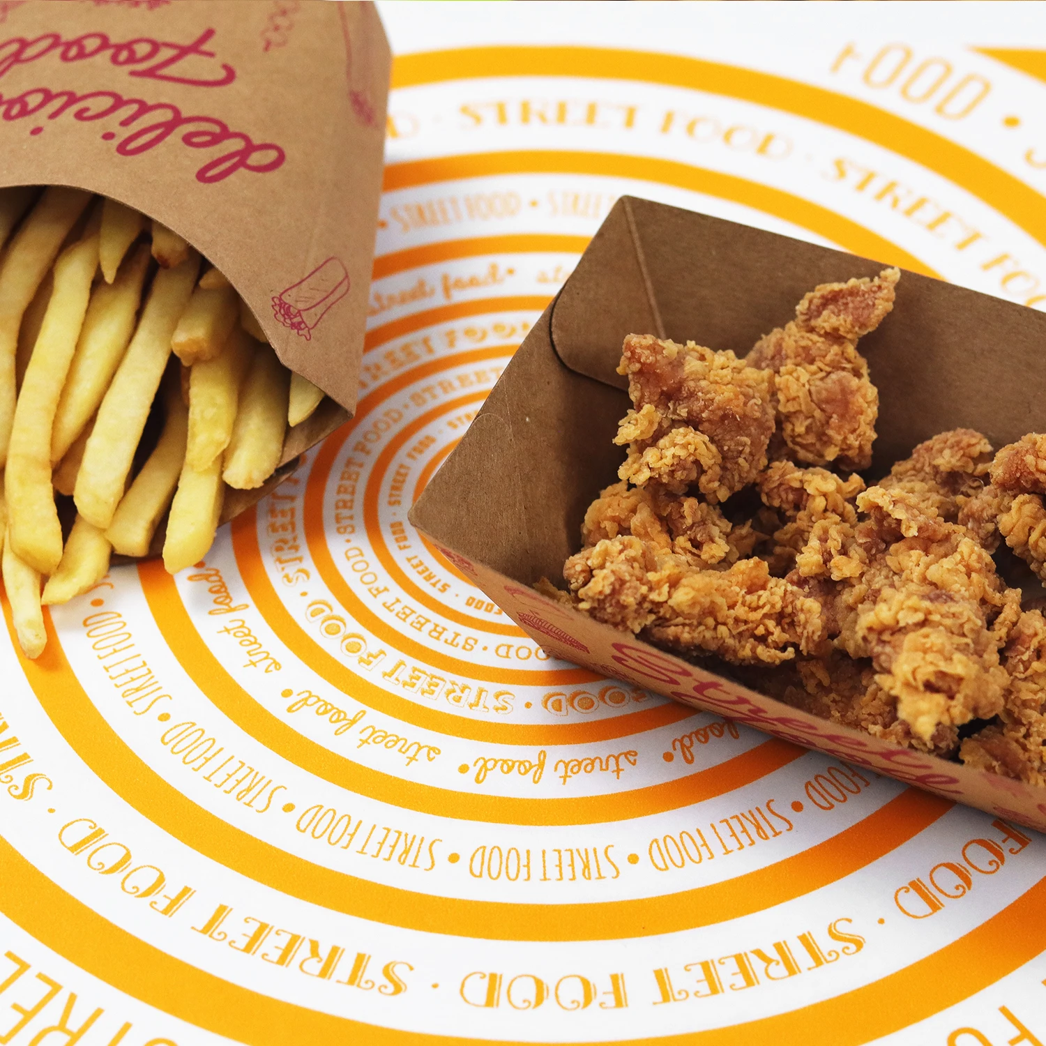 Food Tray Boat Tray Food Grade Greaseproof Kraft Paper Manufacturer Disposable Customized Boat Tray