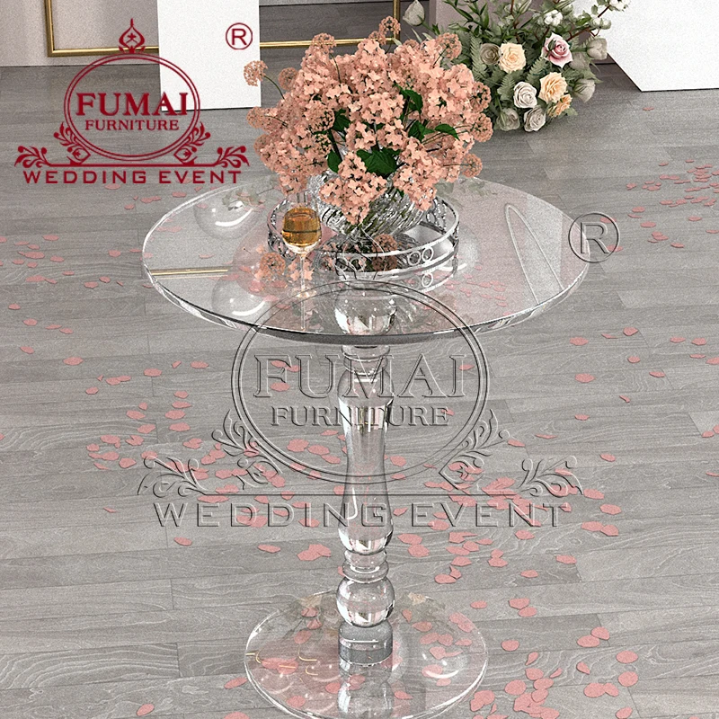 Wholesale Modern Minimalist Round Transparent High Acrylic Bar Table Furniture For Wedding Party
