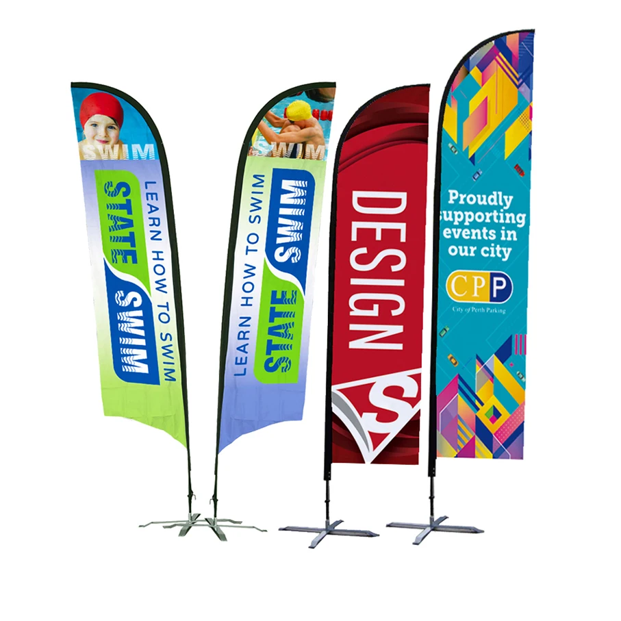 custom promotional beach flag feather banner flag with ground spike teardrop flags for sale