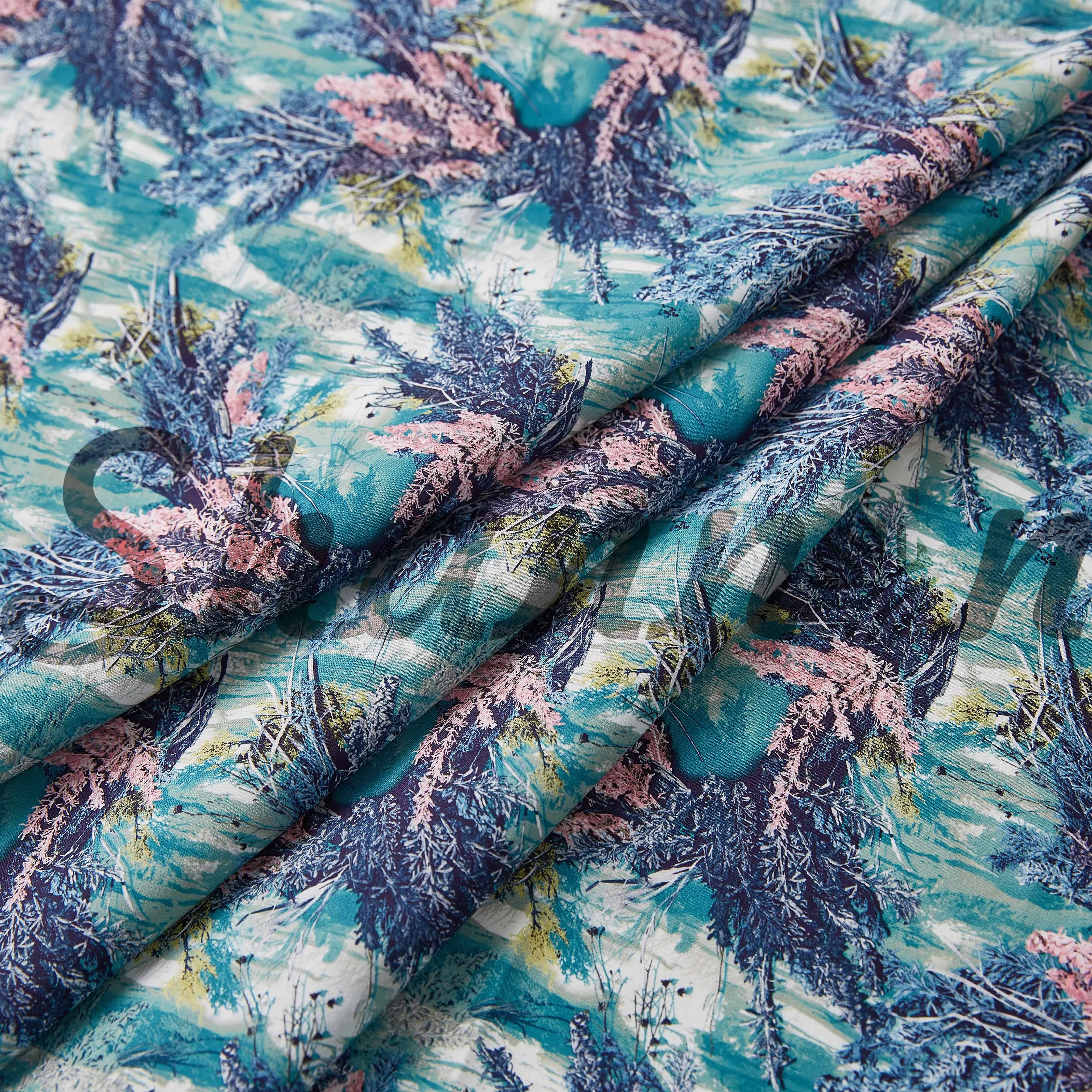 New design digital print 79% cotton 21% silk 100gsm woven poplin fabric soft and smooth for dress shirt