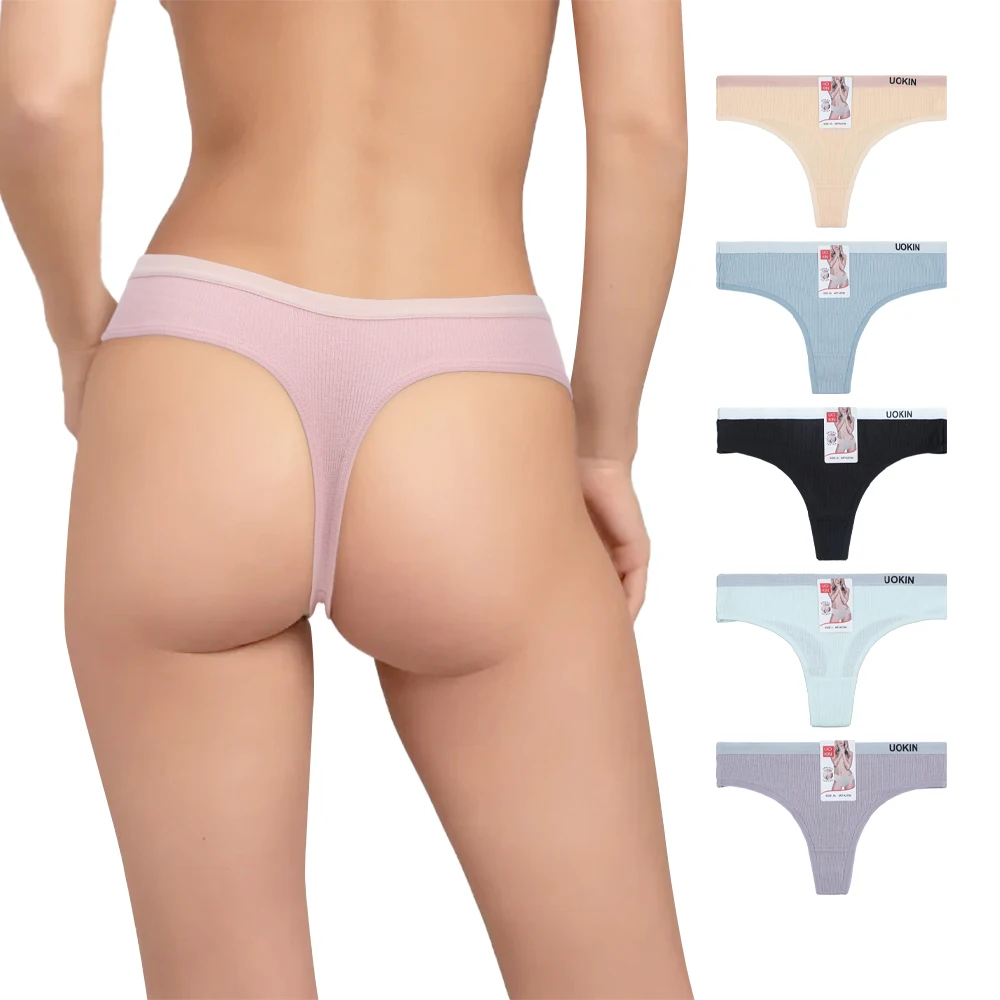 UOKIN Thread cotton hot sexy cheap thongs for adult girls mix size color in bulk wholesale package A2794