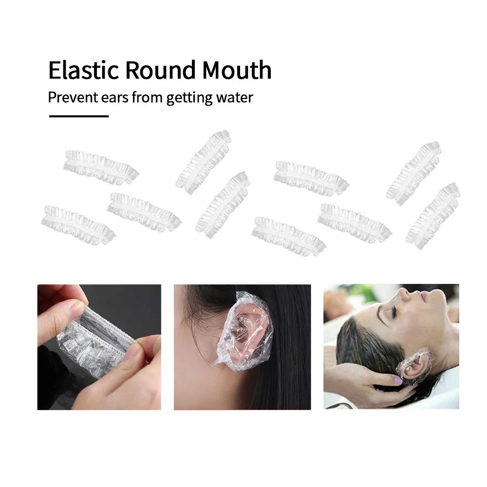 Disposable Plastic Ear Protector Cover Salon Hairdressing Dye Hair Tint Ear Shower Cap