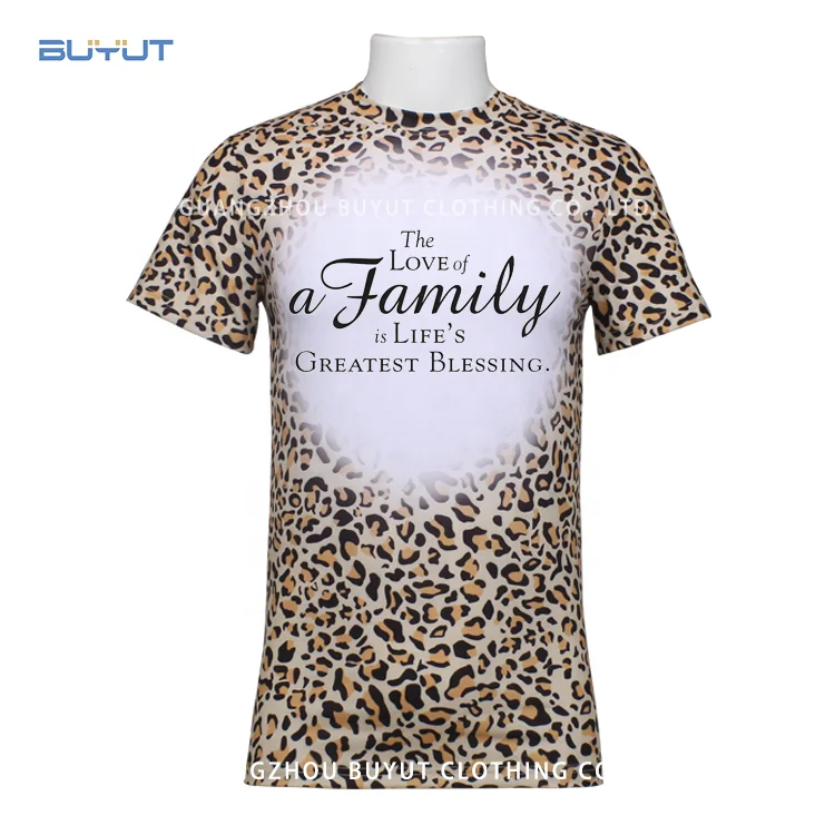 Newest leopard print US sizing heavy weight 210gsm  for sublimation polyester customize designs T shirts