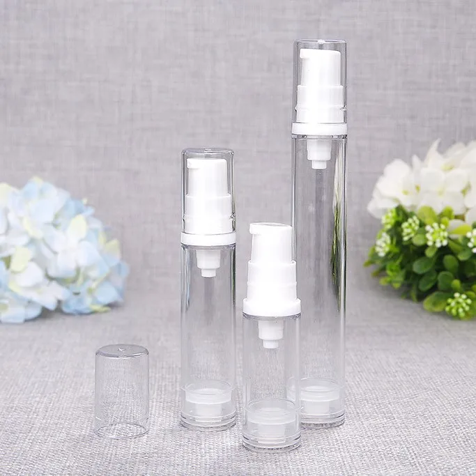 Cheap Price Spray Bottle Skincare Cosmetic Packaging Round Clear  5ml 10ml Mini Airless Cream Pump 15ml Bottle With AS Cap