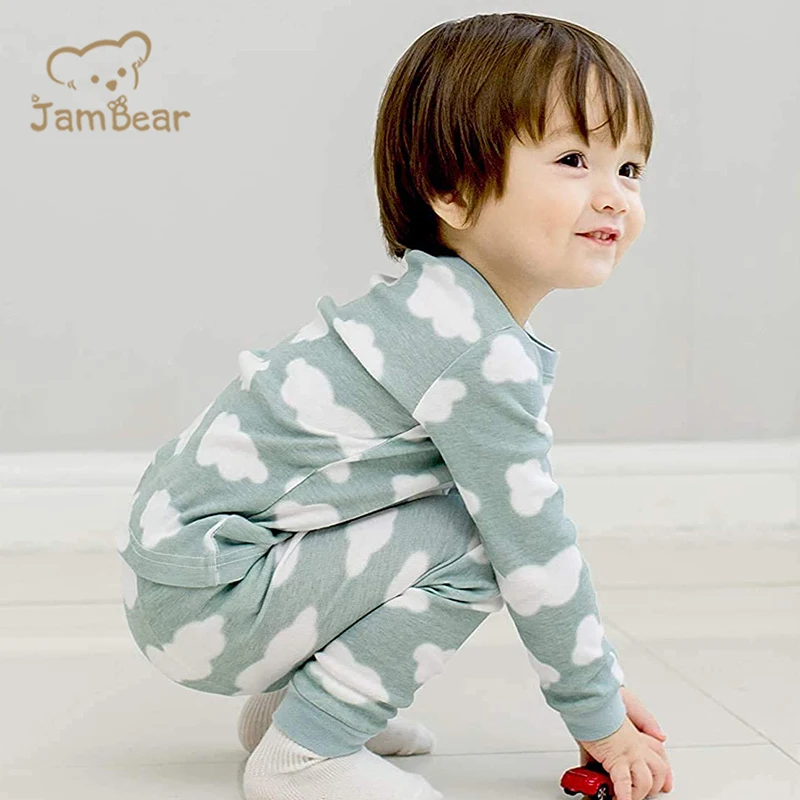  Пижама JamBear из органического хлопка детская одежда для отдыха сна футболка с длинным рукавом и штаны маленьких мальчиков