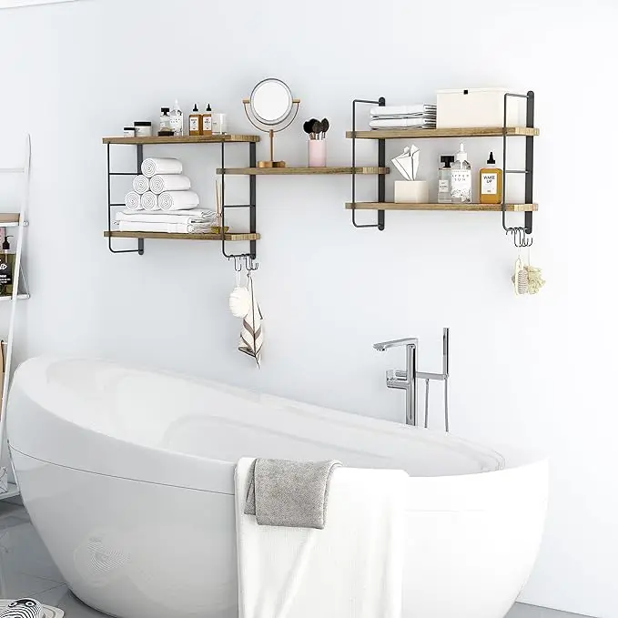 NEW Floating Wall Shelf Corner Adhesive Bookshelf Storage Display Rack Decor Bathroom Organise