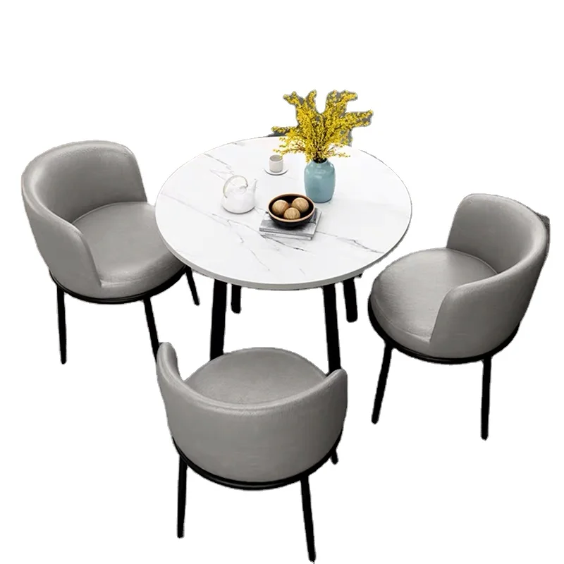 Low-luxury Minimalist E1 MFC Panel Small Balcony Coffee Table Faux Marble Coffee Table White Office Furniture