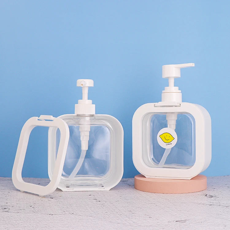 500ml Square White Shaped plastic cosmetic container liquid soap body lotion bottles