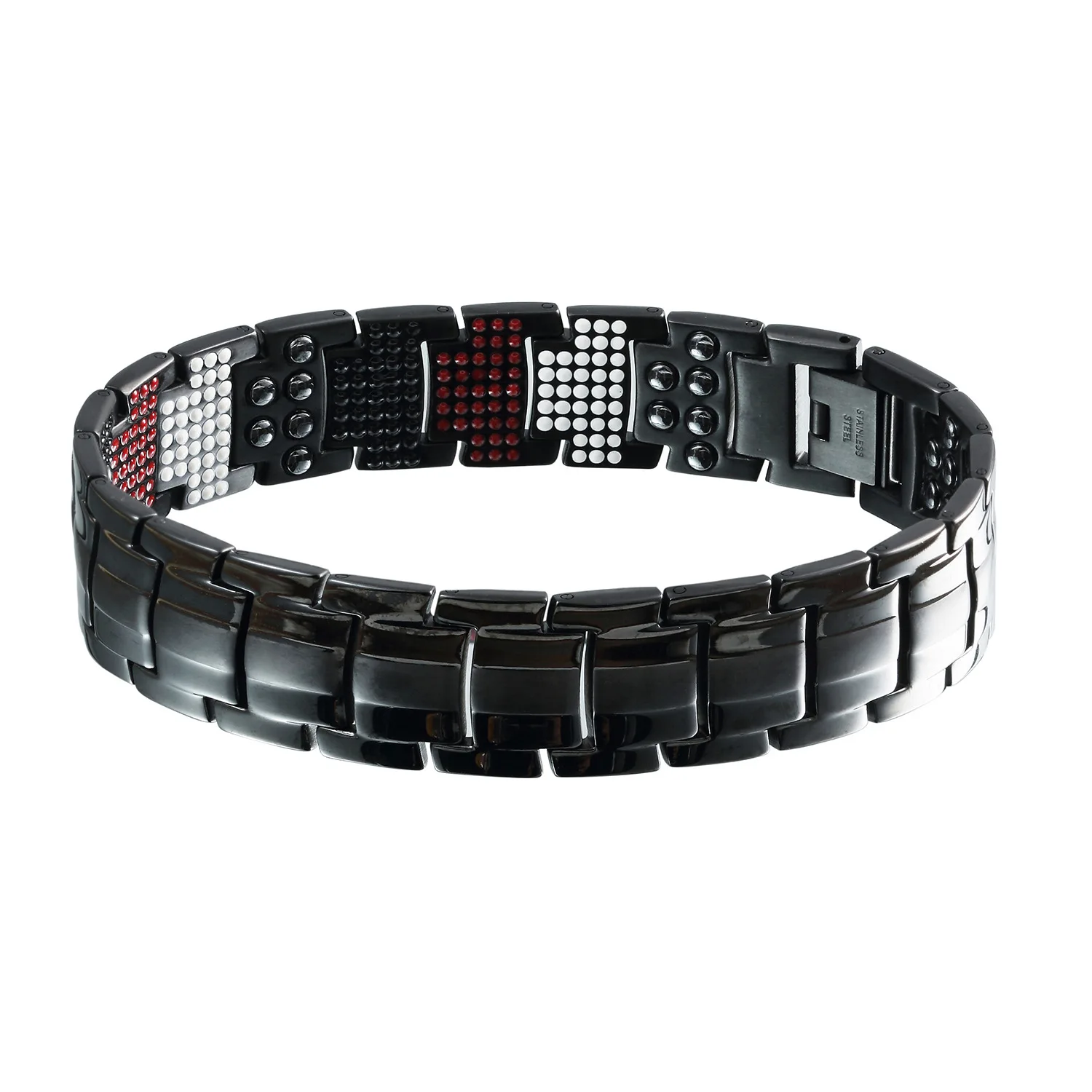 Hot Sale Black Pure Titanium Magnetic Bracelet Men 4in1 Magnets Negative Ions Germanium Health Bracelets Jewelry