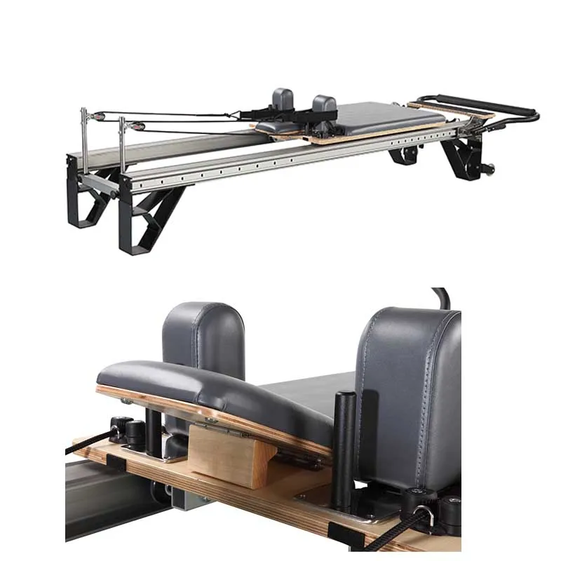 Pilates Reformer Fitness Equipment Black Gym Body Customized Aluminium Reformer With Sliding Footbar Yoga Clinical Reformer