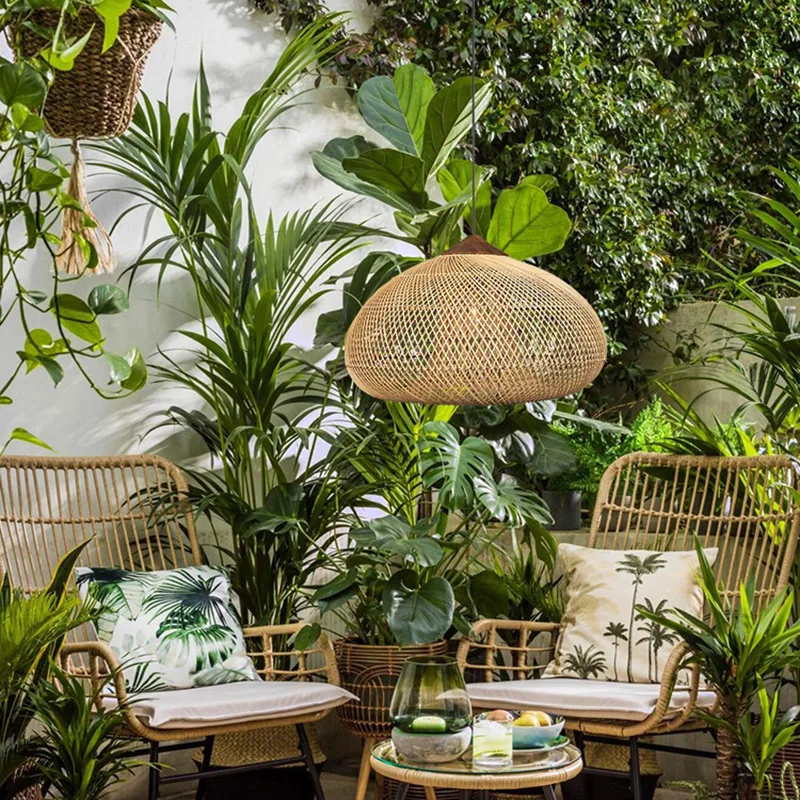 Southeast Asian rattan chandelier Japanese restaurant chandelier custom tea room Zen retro rattan hand-woven lamp