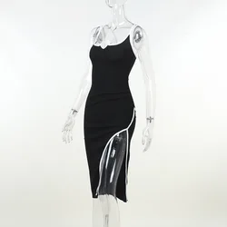 Summer split sleeveless jersey dresses plus size sexy dress for women