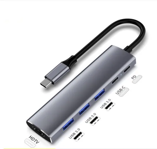 USB 3.1 Type-C Hub To HDMI Adapter 4K Thunderbolt 3 USB C Hub with Hub 3.0 TF SD Reader Slot PD for MacBook Pro/Air
