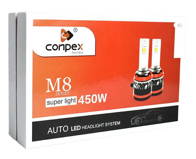 Conpex New Design M8 LED Headlight H1 6000K Auto Headlamp High Power 90W 10000lm Car Bulbs