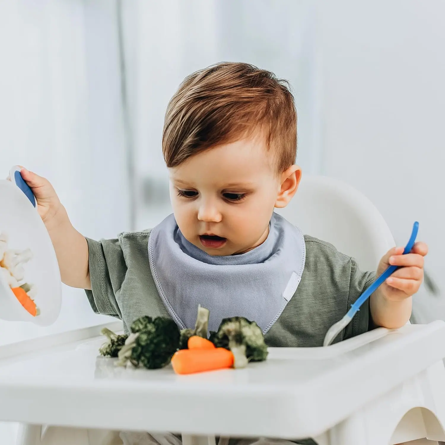 100% Organic Cotton Baby Bandana Dribble Bibs for Boys and Girls Set of 8 Baby Bandana Bibs