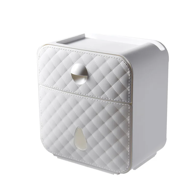 Pure White Wall Mounted Toilet Kitchen Tissue Box Household Storage Rack Mobile Phone Holder Sanitary Napkin Box