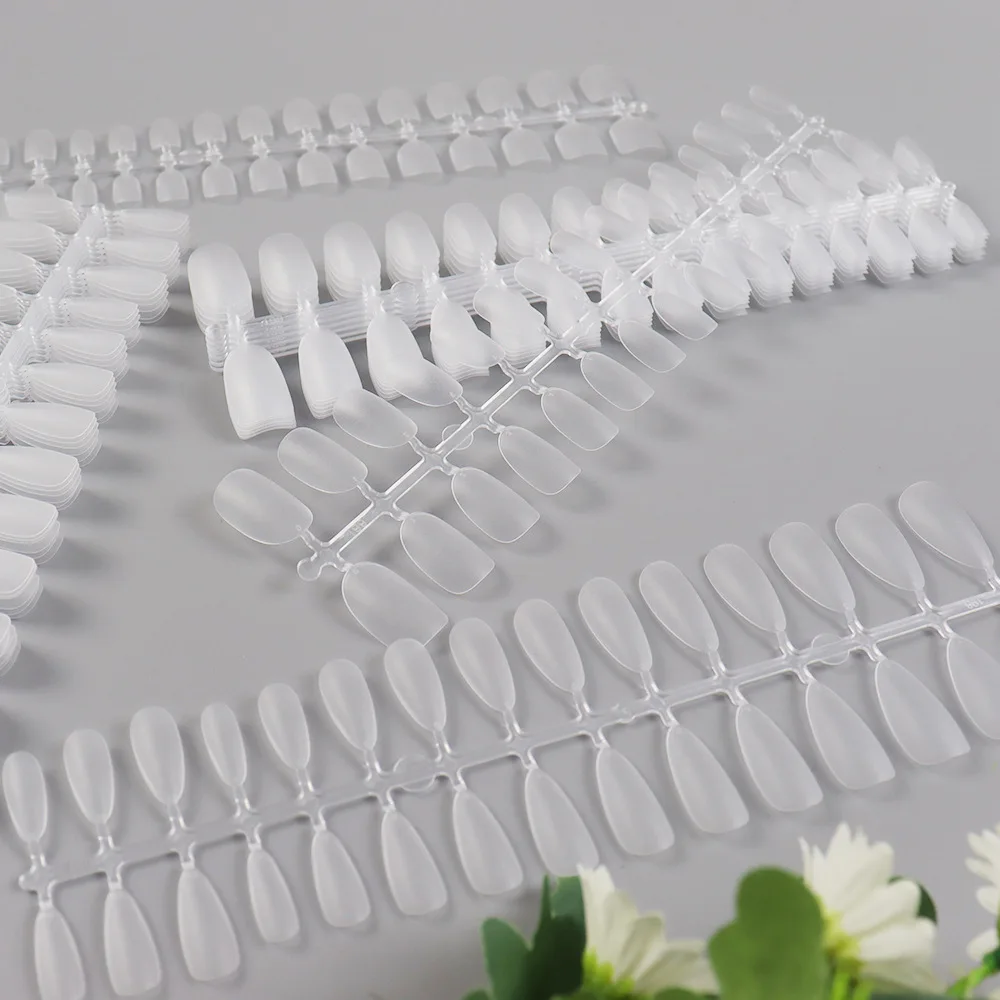 VV MEI JIA ER 240 Pieces Frosting Traceless Artificial Fingernails Coffin Square Stiletto Round Nails Salon