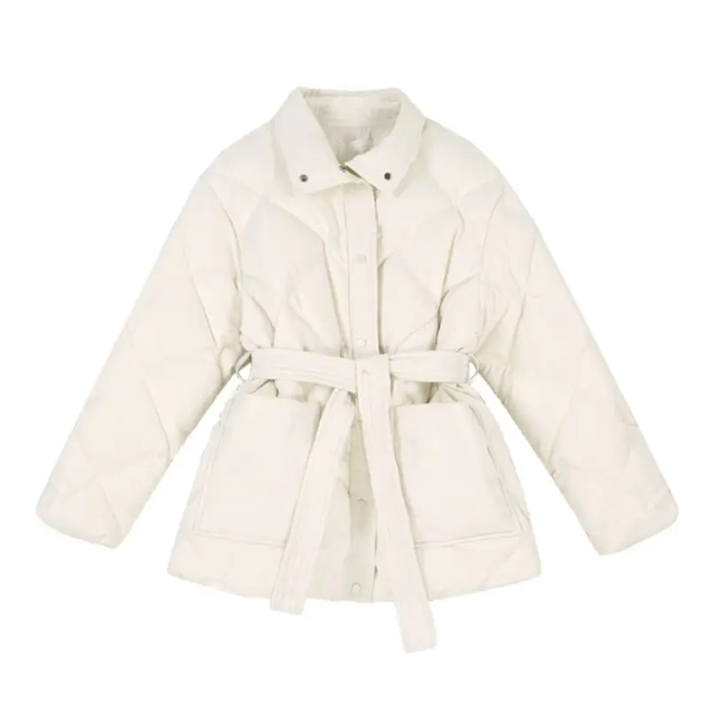 Hot Sale Regular Cotton Jacket For Woman Thickened Jacket With  Waistband Warm Thick Cotton Coat