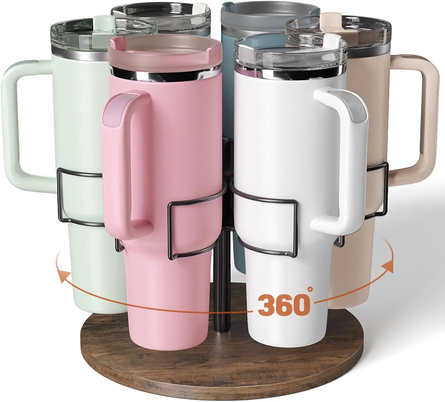 Stanley 40 oz Cup Organizer Storage Rotating Tumbler Holder Water Bottle Rack for Kitchen Organization with Non-Slip Pad