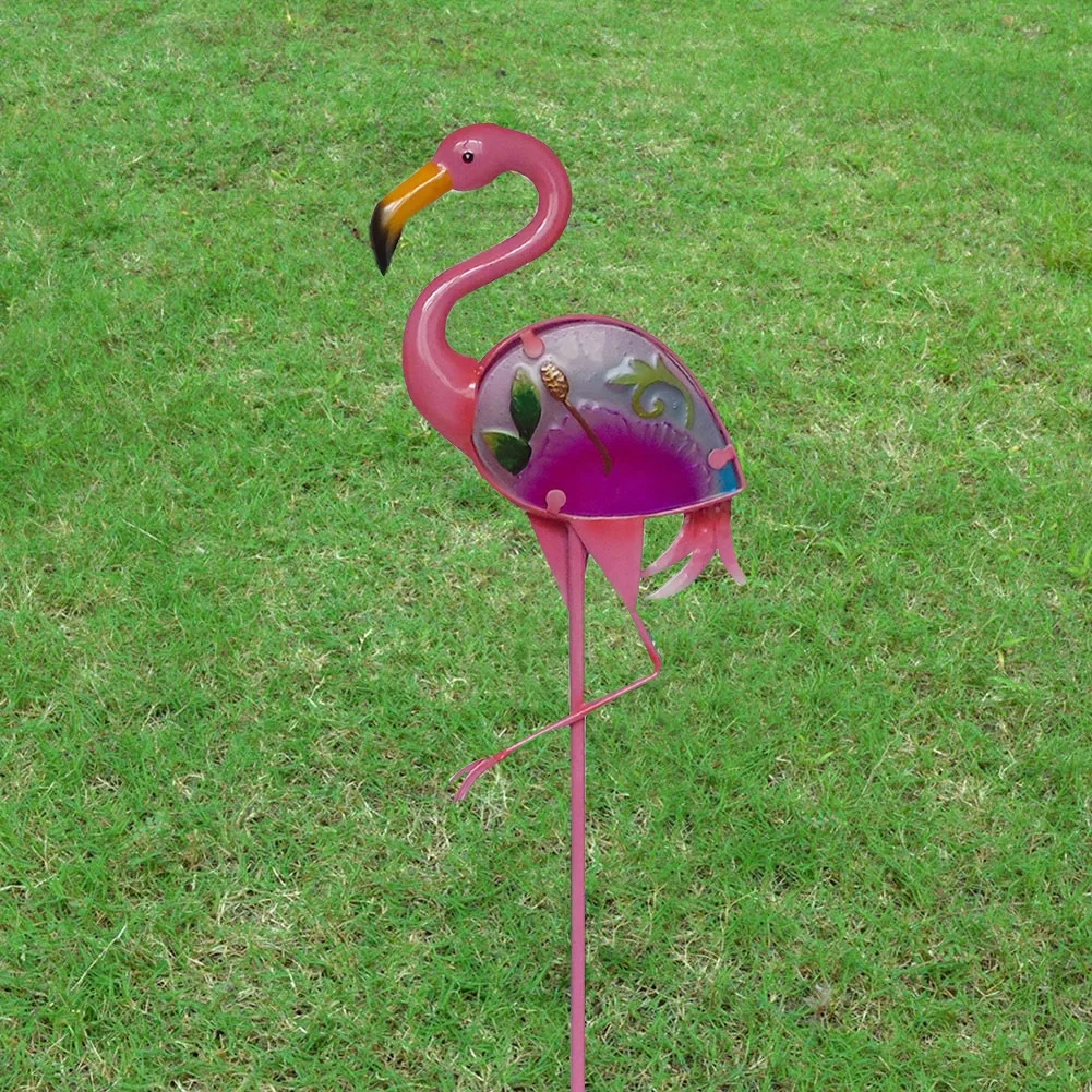 Garden Landscape Lighting Stake Yard Ornaments Solar Powered Flamingo
