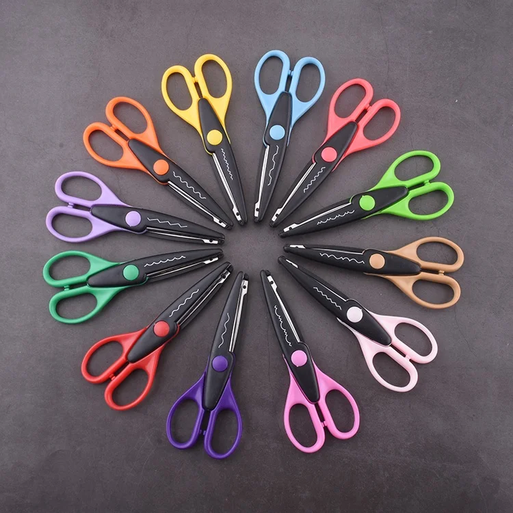 Plastic Kids Design Safety Art Detachable Crafts Scissors Paper Wave Lace Edge Kids Cutters Scissors