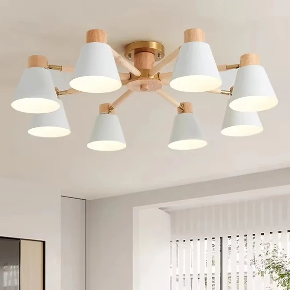 American country style dining room living room ceiling light wooden lamp pole bedroom study room E27 ceiling lamp