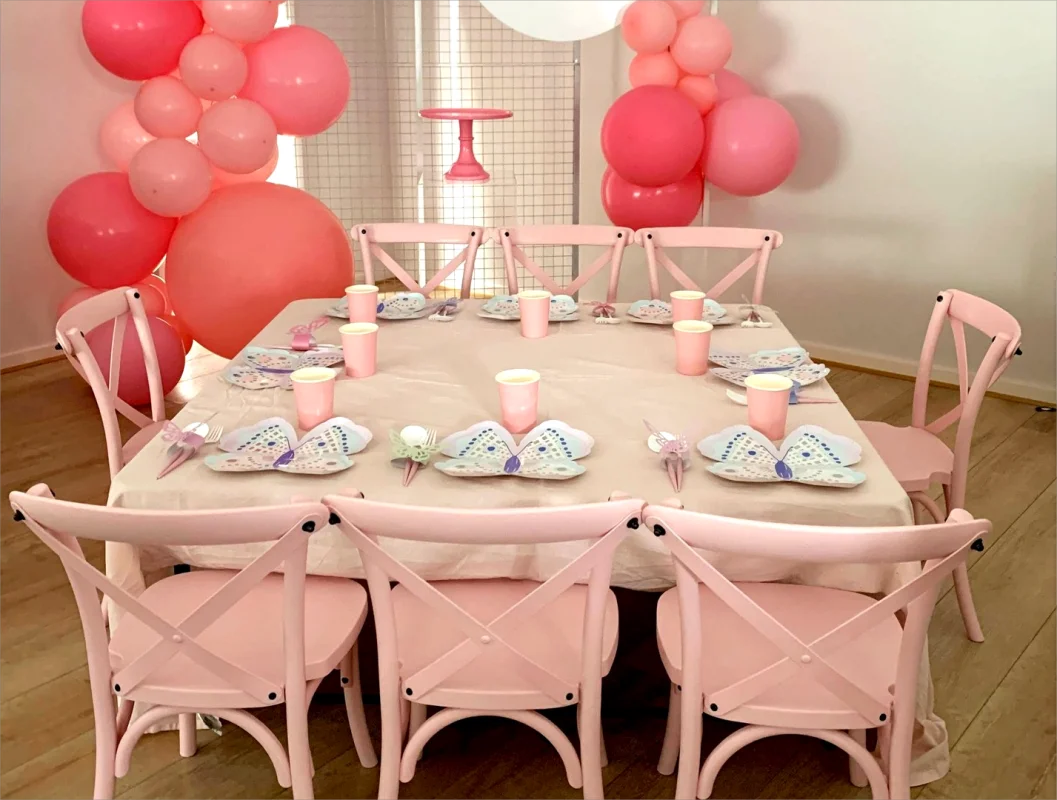 factory wholesales cheap white pink cross back kids chairs children kids party chairs