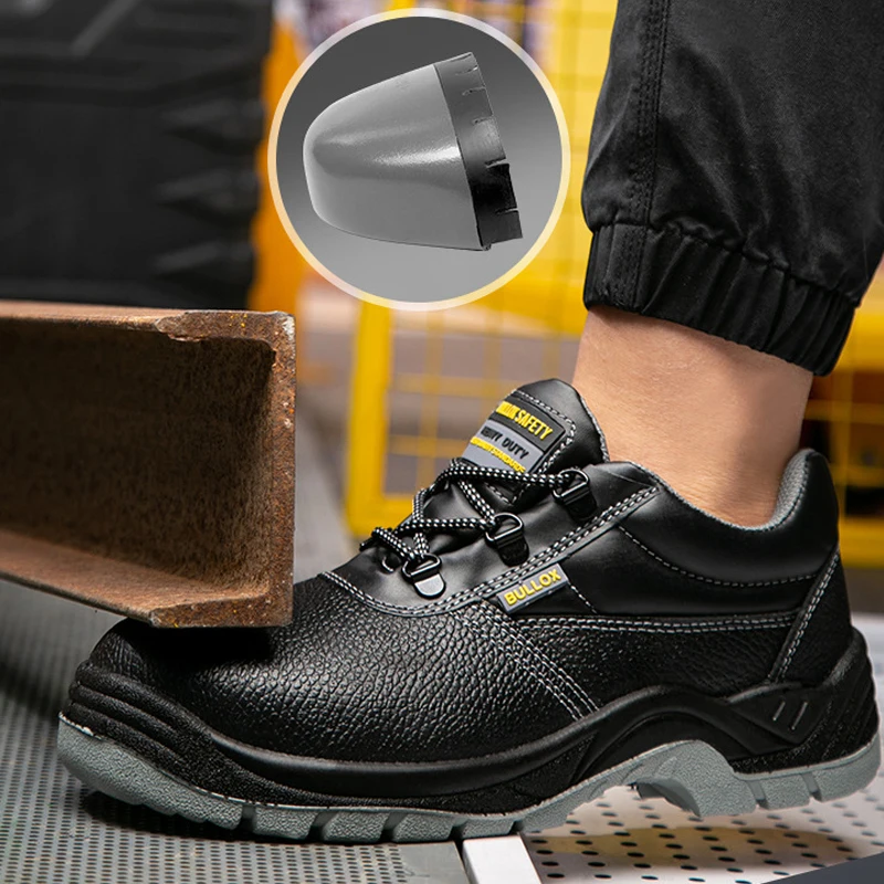 Genuine Leather Mens Safety Shoes Steel Toe S1P S3 Construction Safety Boots Anti Puncture Industrial Safety Shoes For Worker