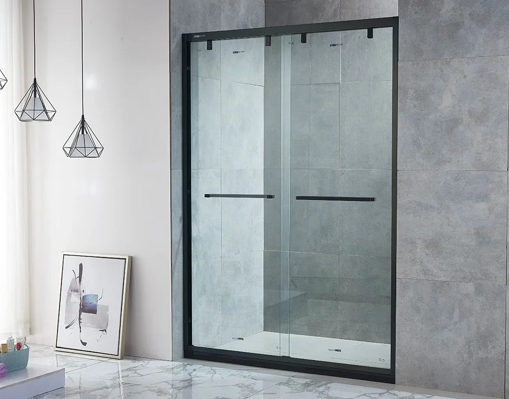 L shape shower room enclosure 304 stainless steel frame slide tempered glass