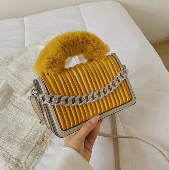 hot-selling wrinkle comfortable handle bags for women handbag small chain bag leather handbags pu leather