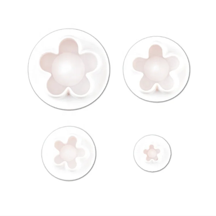 4Pcs Plastic Five-petaled Plum Blossom Shaped Cookie Cutter Mold Custom Available