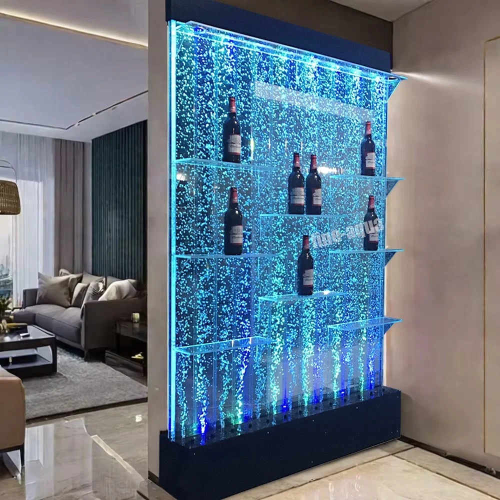 Wholesale Acrylic Water Feature Wall LED Lighted Bar night club  Shelves Decorative Wall Screens & Room Dividers