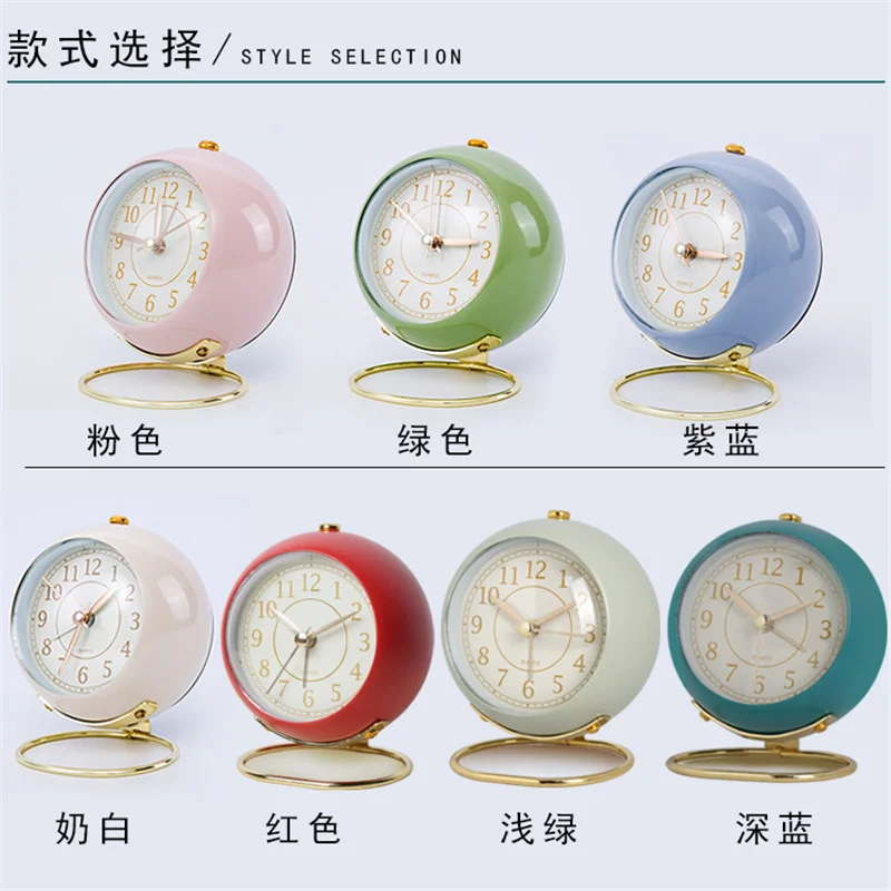 luxury electronic desk clock metal children classic Minimalist 3d alarm clock bedside cute student luminous table clock kid gift