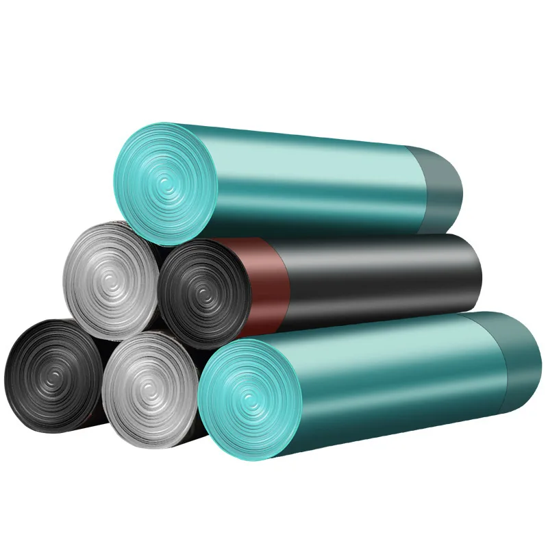 Wholesale customizable household cleaning portable garbage bags thickened automatic closing kitchen type drawstring garbage bags