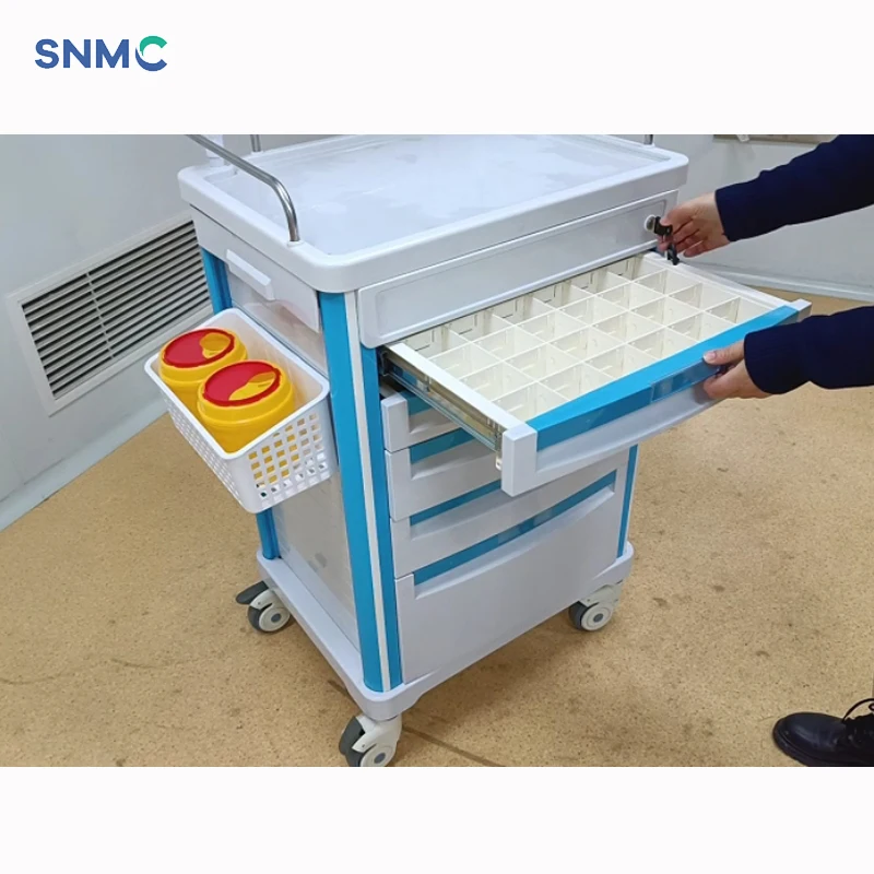 Hospital Furniture ABS Plastic Anesthesia Medicine Medical Cart Emergency Treatment Drug Trolley