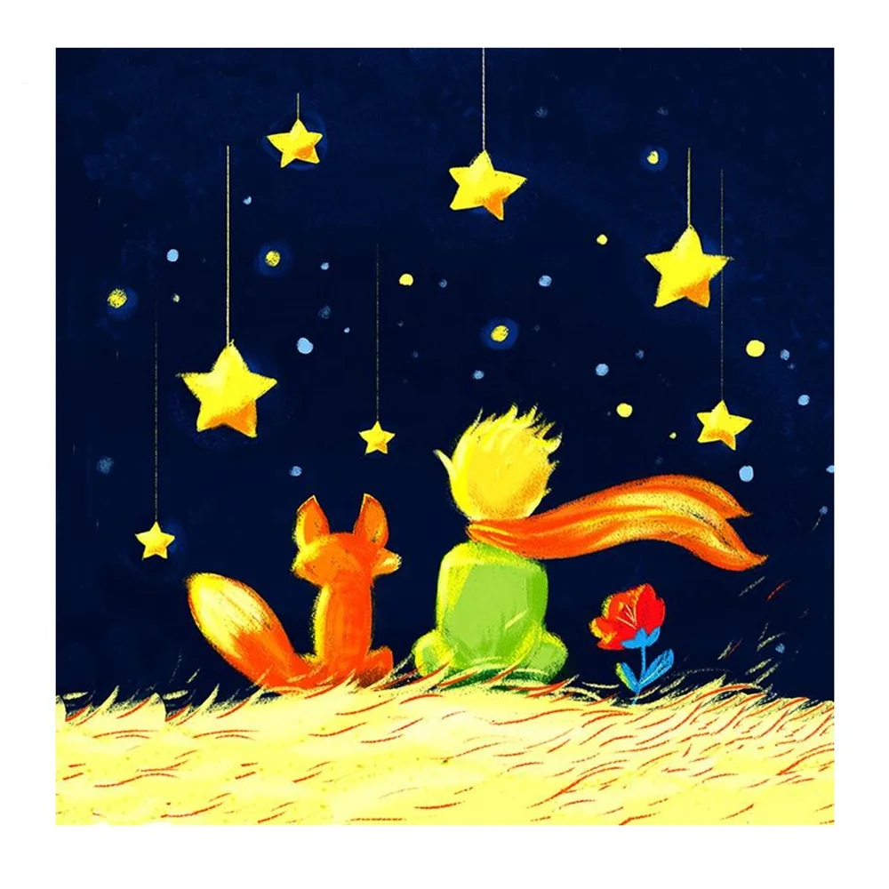 
Wholesale Diamond Painting Canvas Embroidery Kit Classic Fairy Tale Pilot The Little Prince And His Fox Friend Cross Stitch Kits 