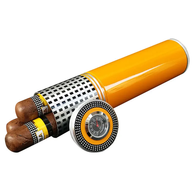 Travel Carry 304 Stainless Steel Cigar Tube Sealed Waterproof Cigar Humidor Jar With Hygrameter And Humidifier