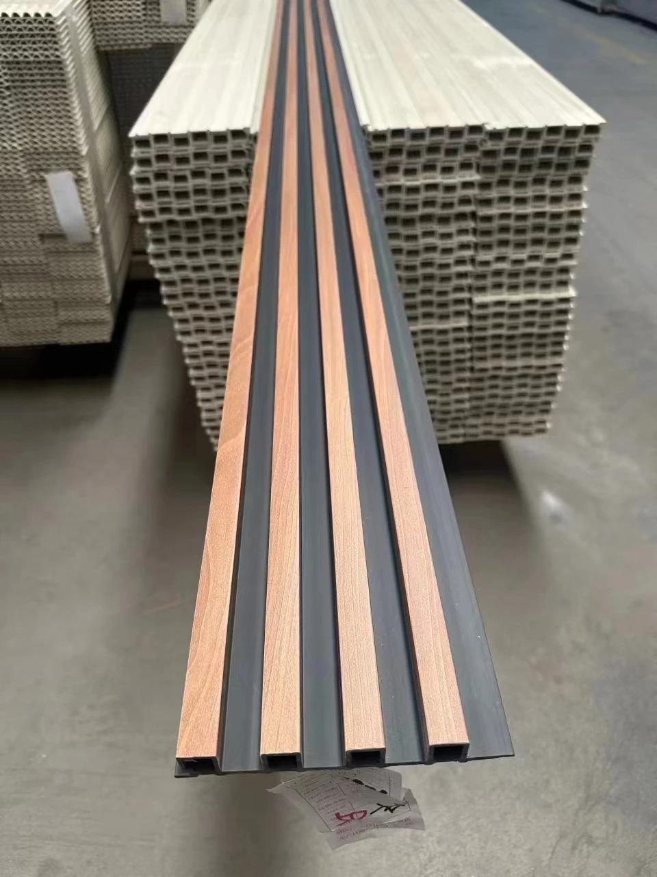 Indoor WPC Slat Partition Wall Eco-Friendly PVC Panels With Bamboo Fiber Louver Great Interior Cladding Panel