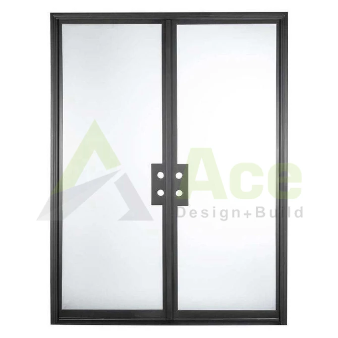 ACE China Manufacturer Main Gate Steel Grill Window Design Wrought Iron Entry Double Door