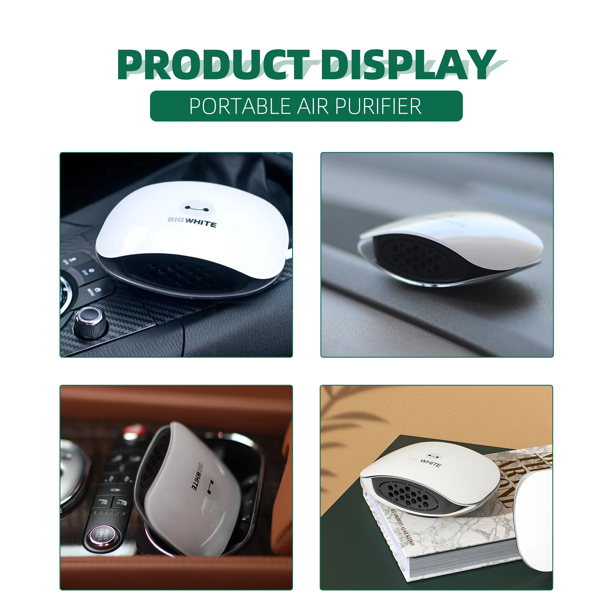 ISO9001 ionizer car air purifier 2023 Hot Selling DC3.7V Rechargeable Portable Air Purifier For Car