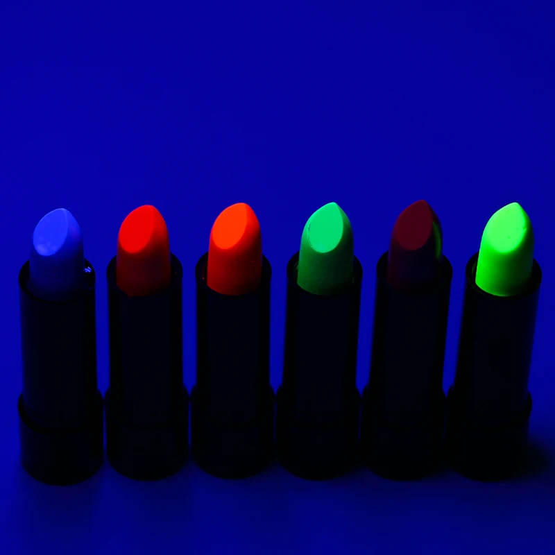 Private label logo  vegan cheap uv  neon glow in the dark lipstick tube set