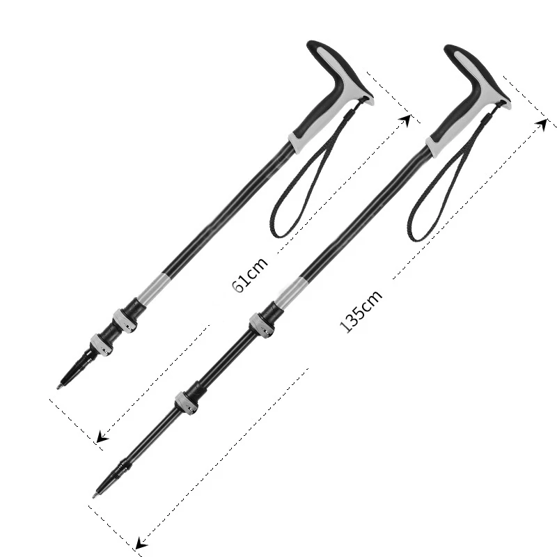 Entai Custom Logo Walking Stick EVA Grip Flip Lock Walking Sticks for Men Tungsten Tip Aluminum 3 Section Trekking Poles 2pc/set