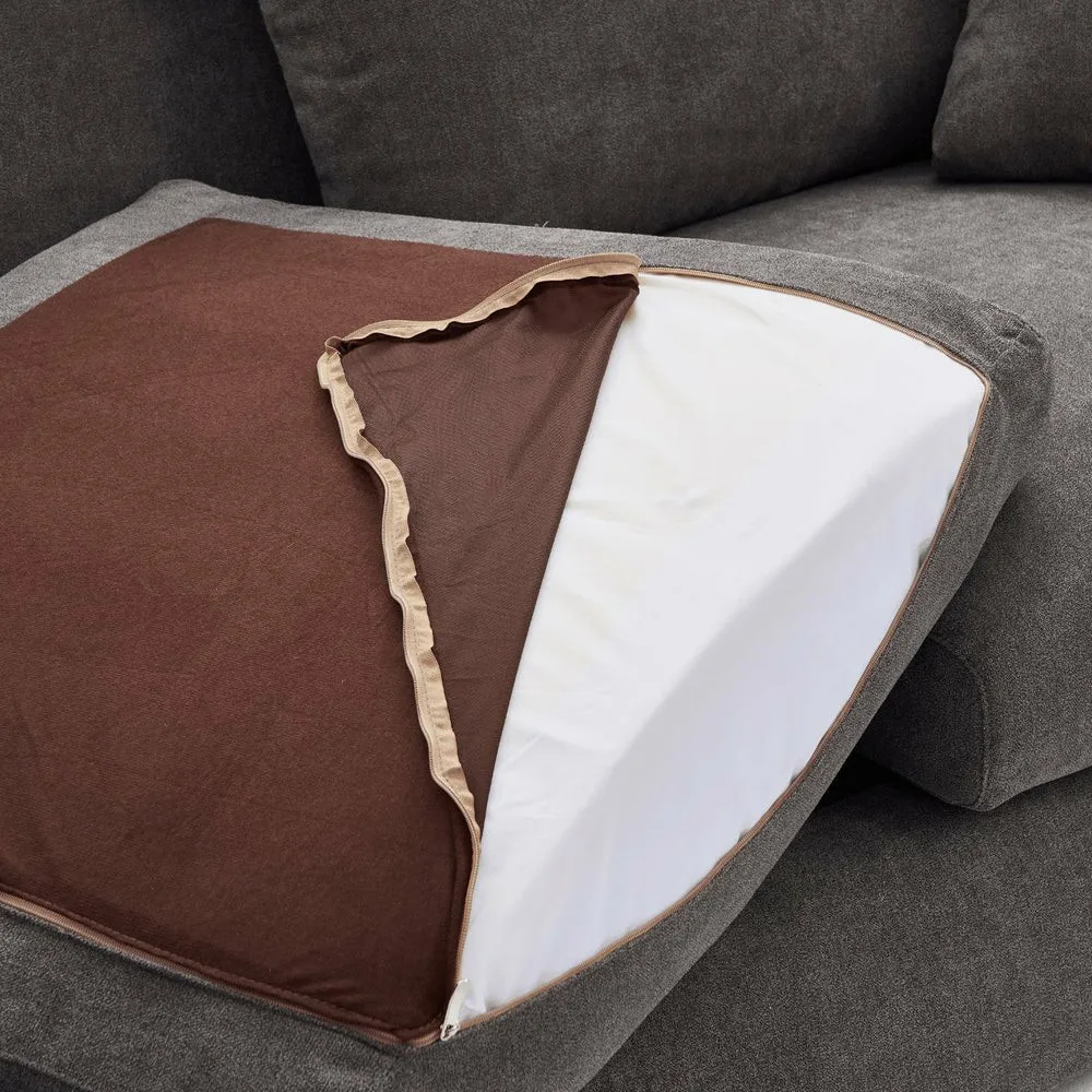 Modern L Shape Grey Velvet Fabric Modular Sectional Sofa for Living Room