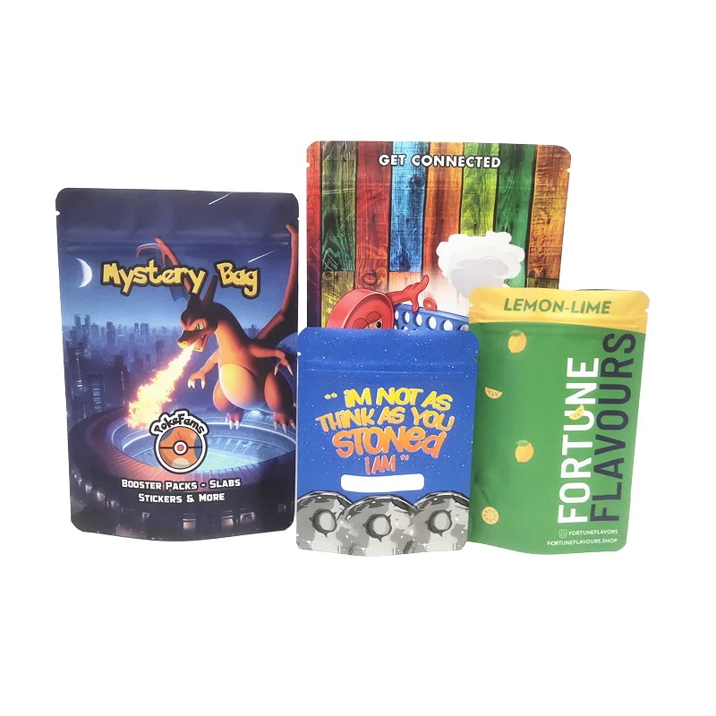 Custom Design Reusable Freeze-Dried Candy Aluminum Foil Doy Pouches Ziplock Stand-Up Mylar Bags Screen Printing Food Packaging