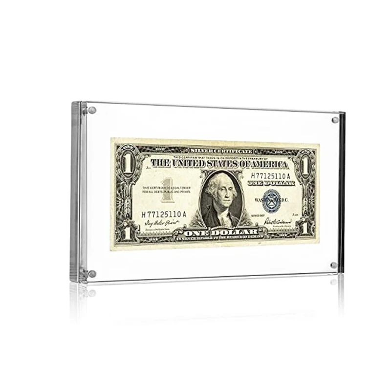 Wholesale Acrylic Paper Money Display Frame Slab Banknote Standing Frame