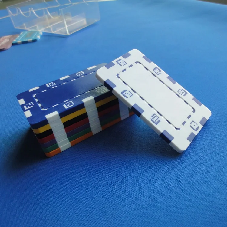 Wholesale custom rectangular colored poker plaque set dice desgin 29g 75mm abs with iron chips inside for casino gambling