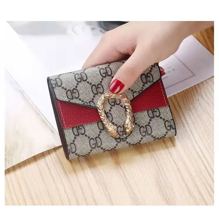 Лидер продаж Amazon продает новый роскошный модный женский брендовый дизайнерский однотонный корейский короткий кошелек из искусственной кожи