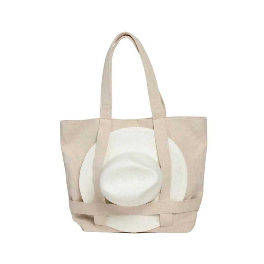 Custom Service Original Canvas Material Carry on Hat Straps Bags Solid Natural Hat Holder Tote Bag